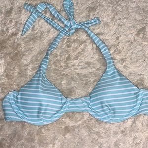 Blue striped bathing suit top